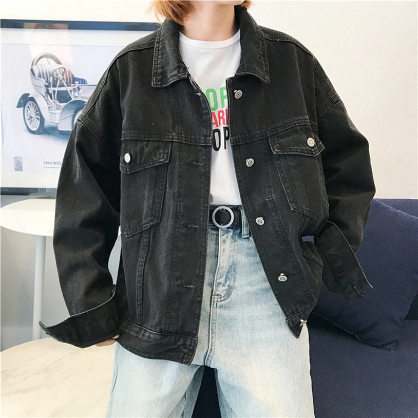 Vrouwen Denim Jassen Zwart populaire Casual Vrouwelijke Jas Jas Chic Jacket voor Meisjes kurtka dzinsowa jas vrouw J30