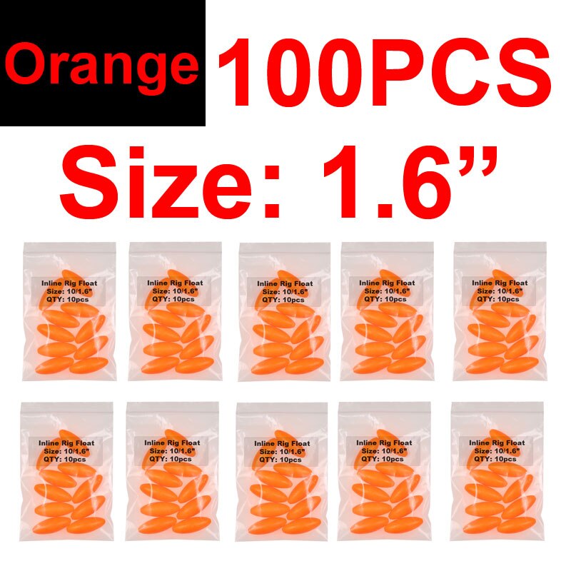 100PCS 1.4 "1.6" Ovale Vissen Rig Float Foam Bobbers Voor Karper Meerval Pompano, Whitings, corvina, Snappers Rigs Maken: 100pcs Orange L