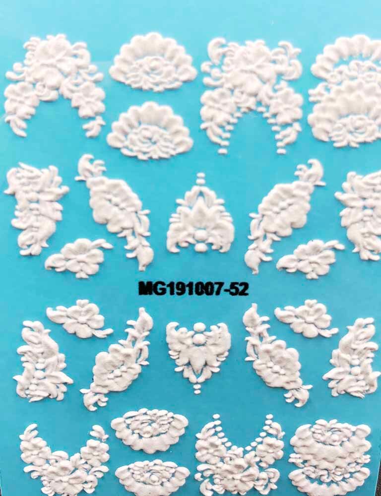 3D arrived Acrylic Engraved Nail Sticker black white lace Water Decals Empaistic Nail Water Slide Decals Z0206: 8