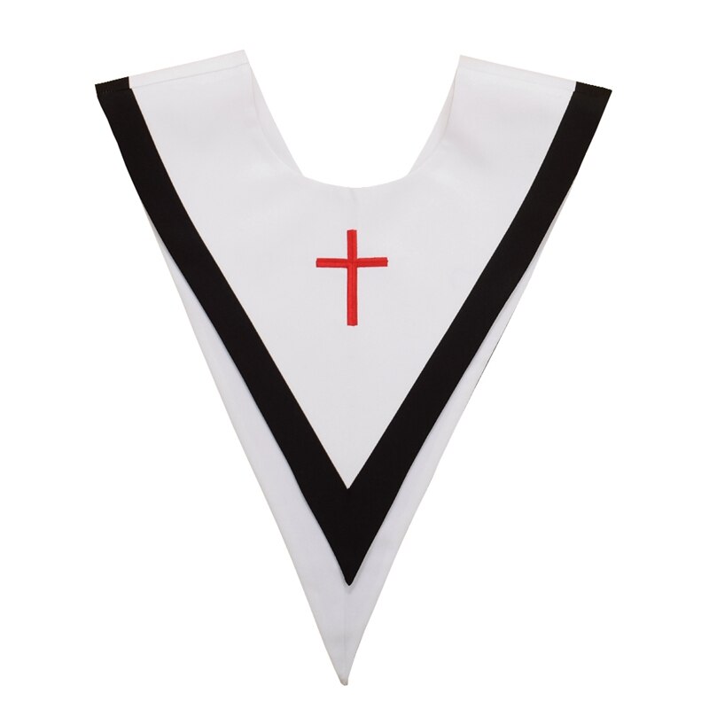 Bufanda de cuello de coro en forma de V, estola de clero de sacerdote: Negro