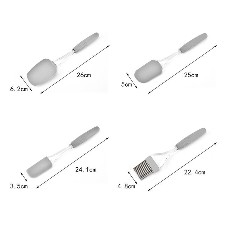 5Pcs In 1 Set Cooking Supplies Cookers Set Large Scraper For Cook Chef Silicone Baking Tool Set Kitchen Supplies(Grey)