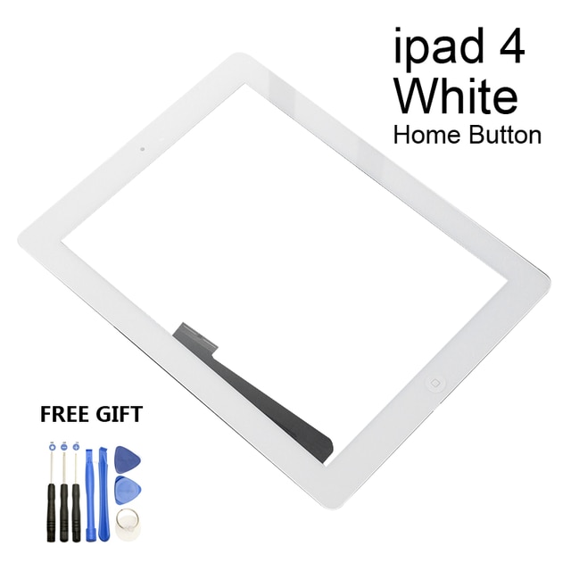 Voor Apple Ipad 4 Touch Screen A1458 A1459 A1460 Vervanging Digitizer Sensor Glass Panel Lcd Outer: White With Button