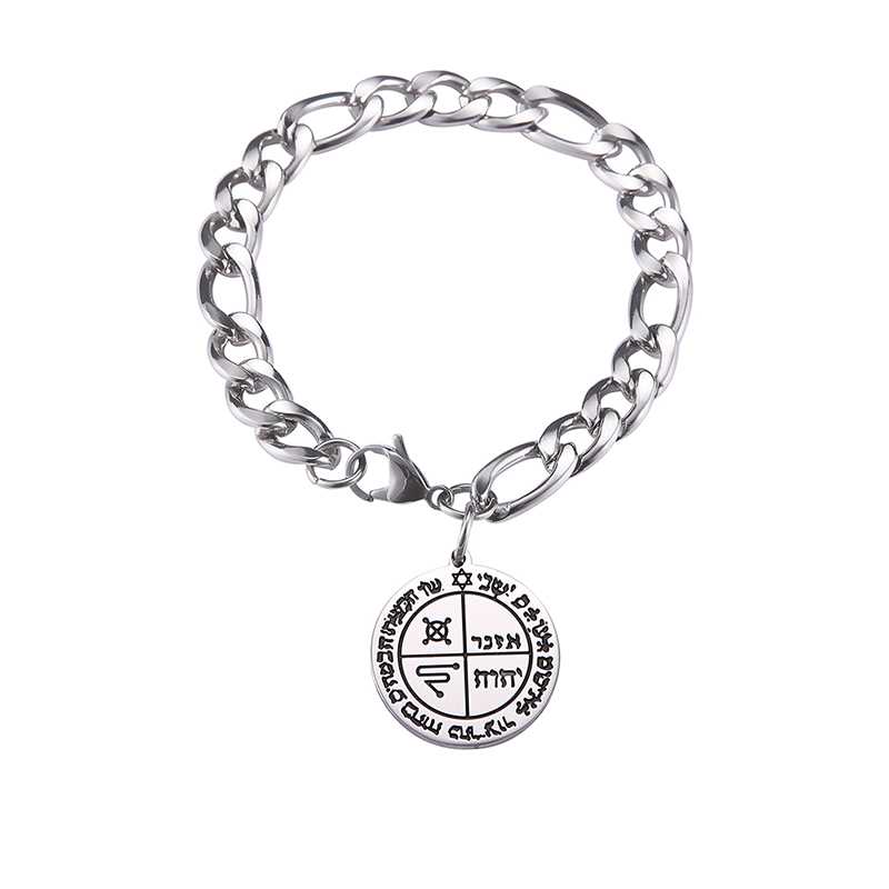 EUEAVAN-pulsera de acero inoxidable para hombre, amuleto de protección de escorpión, la llave del rey Kabbalah de Solomon, cadena del 5 ° pentculo: Marrón rojizo
