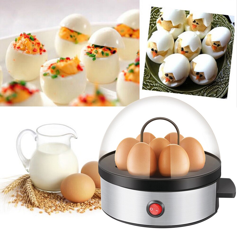 EU Plug Electric Egg Cooker Auto Shut Off Egg Steamer Boiler Maker 7 Eggs Multifunctional Breakfast Making Machine Household#38