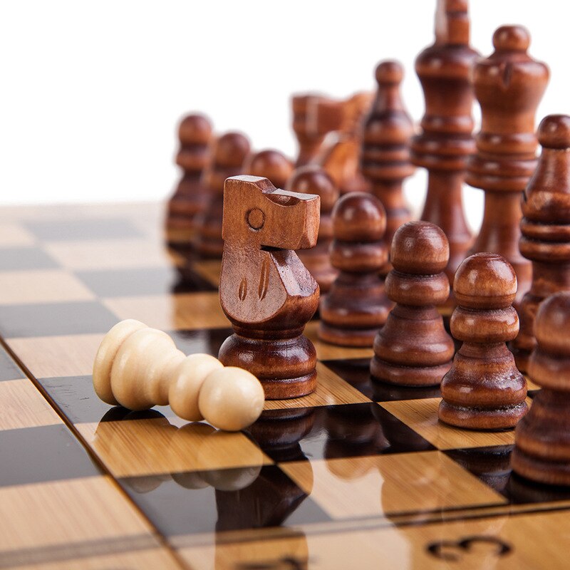 Chess Set Magnetic Chess Board Games 2In1 Wooden Chess Backgammon Set Child Solid Wood Chessboard chess pieces