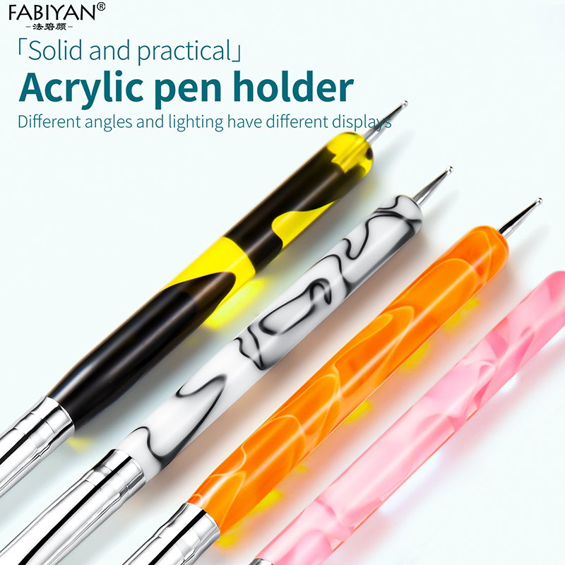Nueva actualización de pincel francés para decoración de uñas, bolígrafo punteado de uñas de doble cabezal, pinceles acrílicos para recoger cristales y diamantes de imitación para manicura