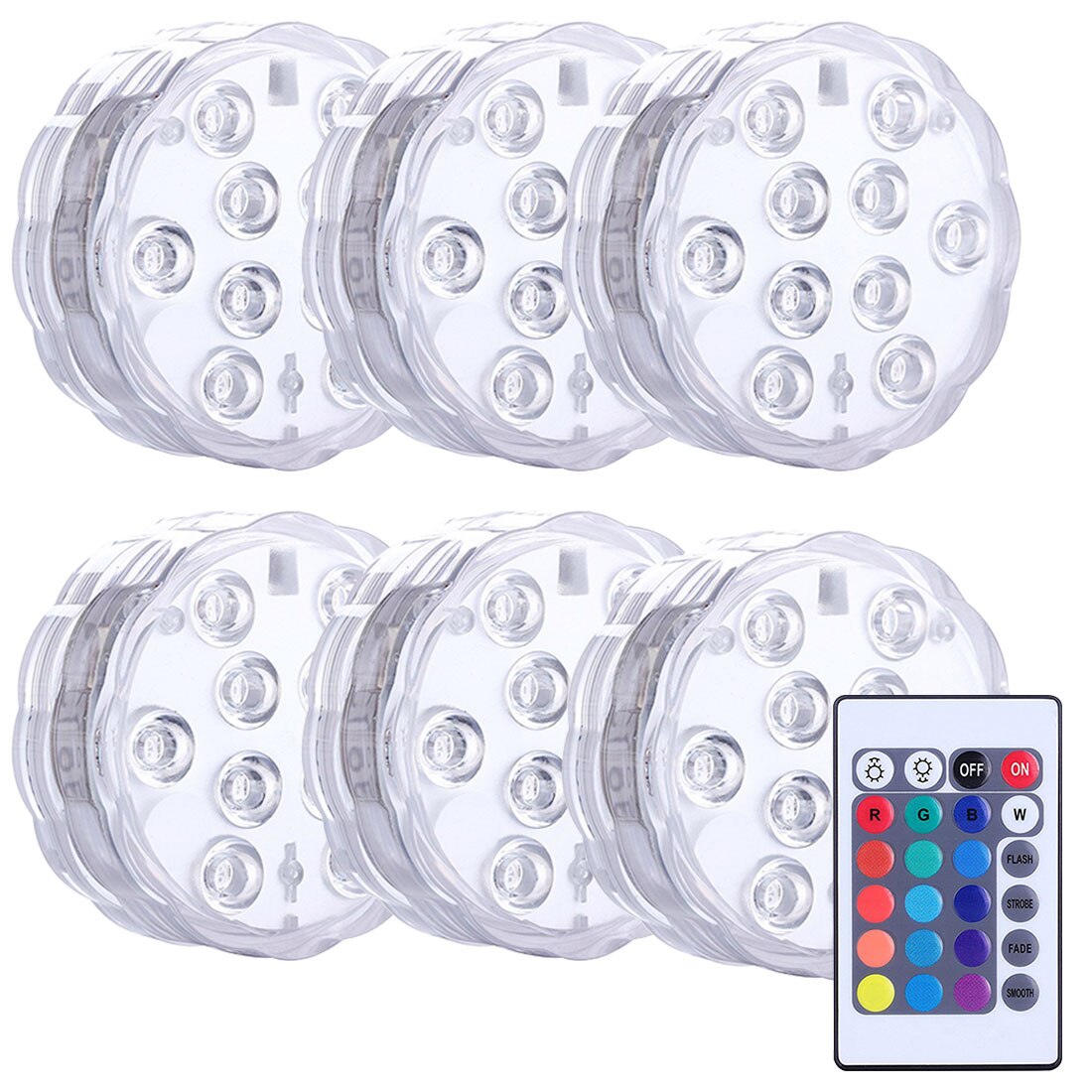 LED10 Licht Afstandsbediening Duiken Licht Aquarium Licht Bad Licht Landschap Licht Vaas Licht Waterdicht Party Bekentenis: 6x LED 1x Remoter