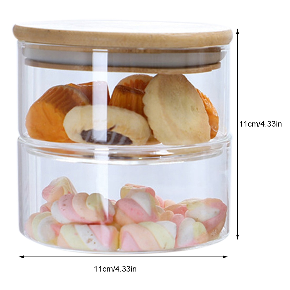 1-4 Tier Stackable Glass Apothecary Jar Kitchen Candy Cookie Storage Containers with Lid - Transparent