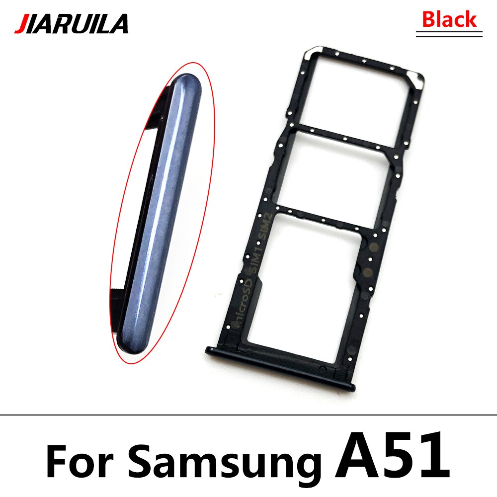 Dual-Card Sim Tray Holder For Samsung Galaxy A12 A31 A51 A71 A125F SIM Card Tray Slot Holder Adapter Socket Repair Parts: A51 black