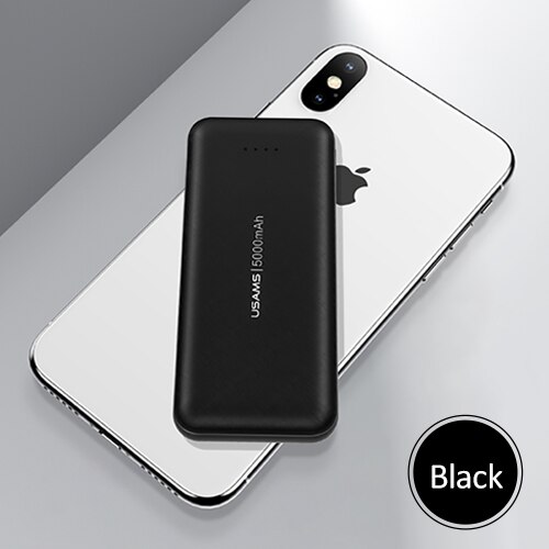 USAMS 5000mah Power Bank Mini External Battery Powerbank Ultra-thin fast charging pover bank for iPhone Samsung Huawei Xiaomi LG: Black 5000mah