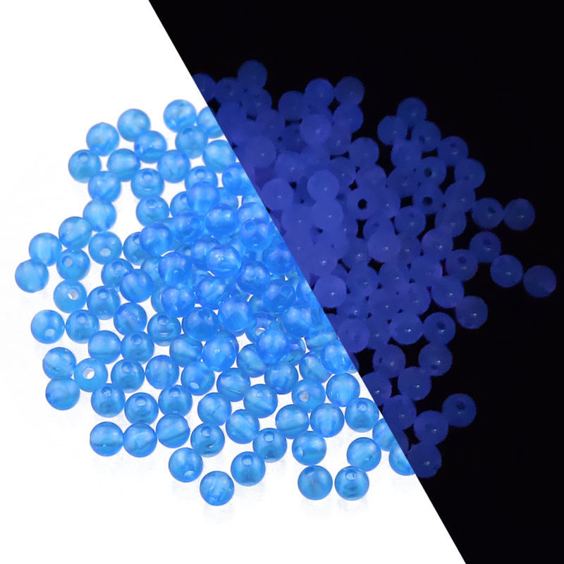 50 ~ 200 Uds. Cuentas sueltas redondas acrílicas luminosas blancas, verdes y azules que brillan en la oscuridad para fabricación de joyería, pulseras DIY de 6/8/10MM