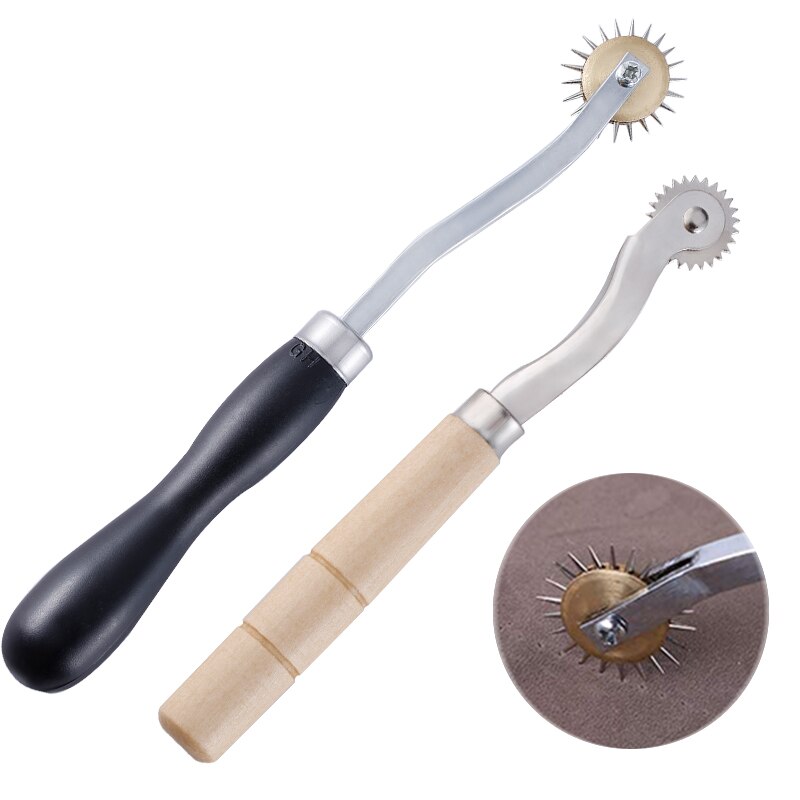 LMDZ 2Pcs Stitch Marking Spacer Kit 4mm and 2mm Tracing Wheel Leather Needle Point Tracing Wheel with Wooden Handle