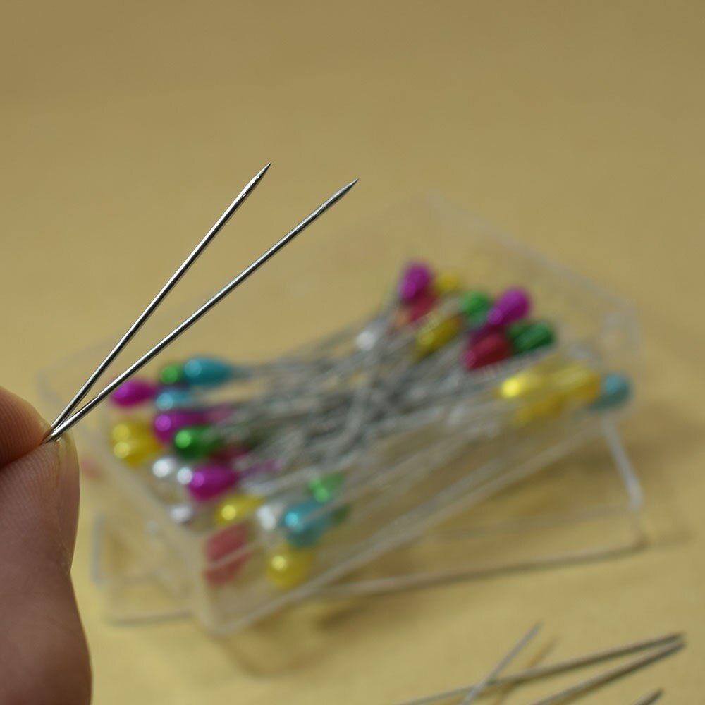 100PCS Extra Long Pearl Head Pin Straight Sewing Pins for Corsage Dressmaking Florists Sewing Pins with Plastic Box