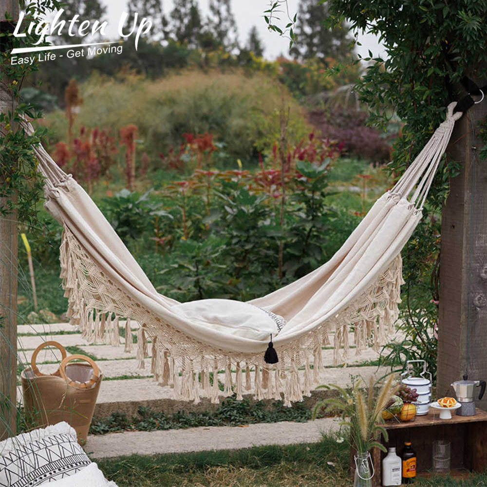 Hamak ogrodowy przenośny hamak ogrodowy sport dom podróże kemping huśtawka dwuosobowy pasek na płótnie wieszane łóżko hamak podwójne osoby