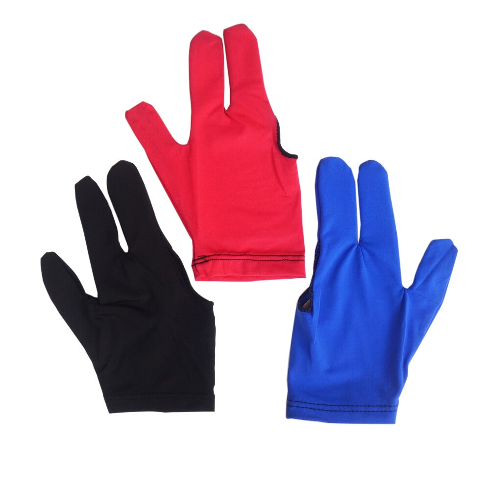 3Stck Drei Finger Snooker Billard Handschuhe Frauen Männer Verknüpfungen Rechts Hand Billard Warteschlange Handschuh Spandex Saugfähigen Warteschlange Sport Handschuh