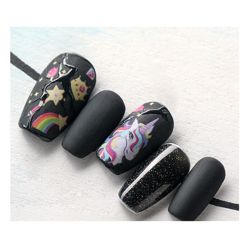 Juego de láminas holográficas para uñas, de unicornio, mezcla de animales, coloridos adhesivos de transferencia de manicura, calcomanías decorativas, 10 Uds.