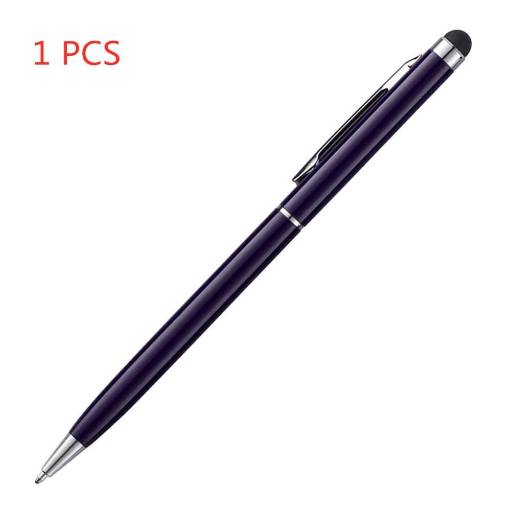 12 couleurs 1 pièces 5 pc/10 pièces 2 en 1 stylo à bille écran tactile stylet utile 2 en 1 tablette stylo pour Pad téléphone intelligent: Dark Purple-1pcs