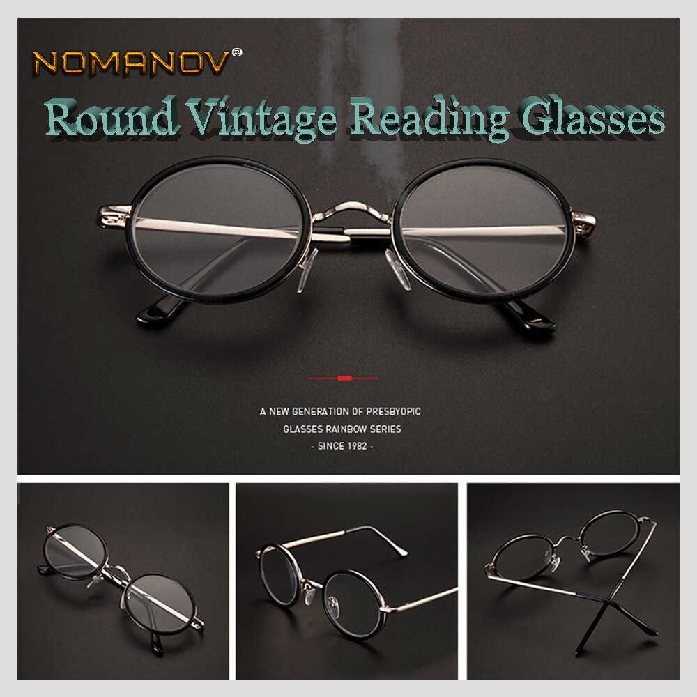 Nomanov = lunettes de lecture rondes vintage rétro multicouches à monture intégrale en alliage de luxe pour hommes et femmes  +0.75 +1 +1.25 +1.5 +1.75 +2to+4