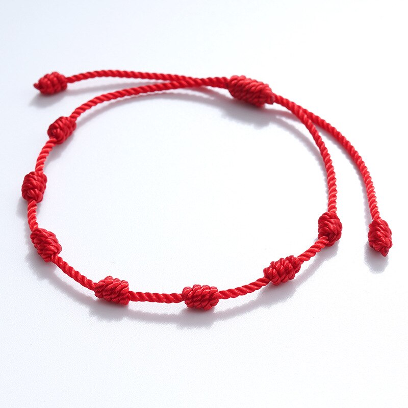 Simple 7 Knots Red String Bracelet for Protection Evil Eye Good Luck Amulet for Success and Prosperity Friendship Bracelet