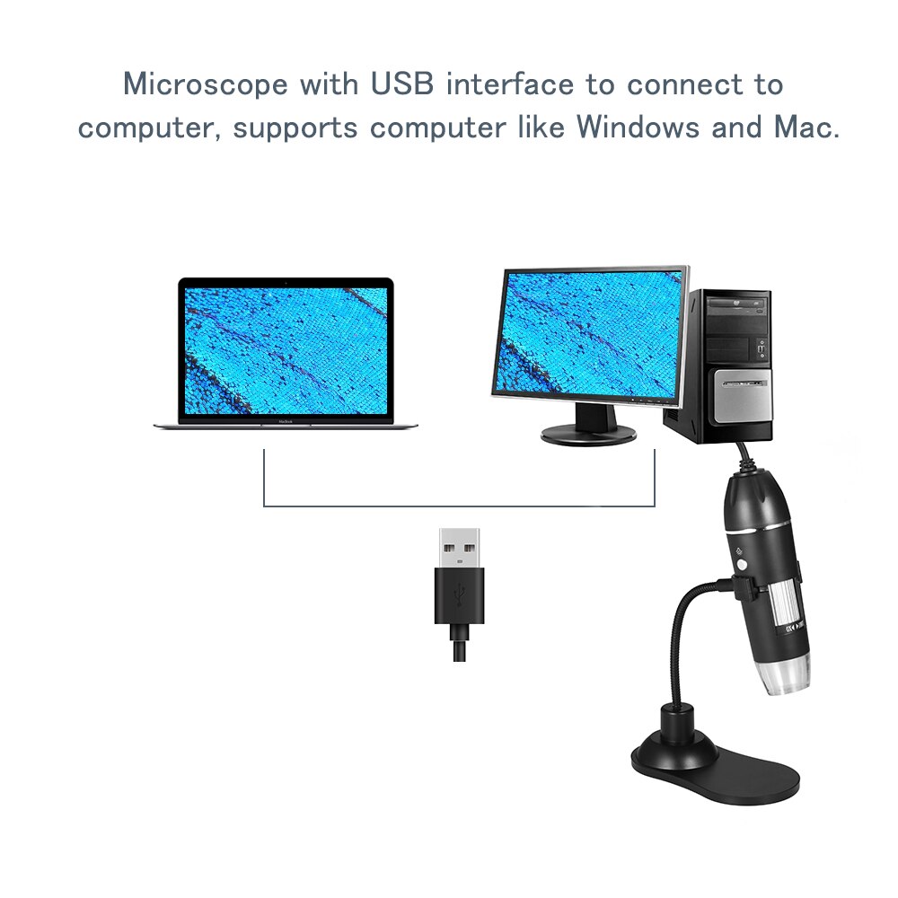 Digital Microscope 0 to 1000X Adjustable Zoom USB Mini Biological Microscope For Industrial Inspection Insect Examination