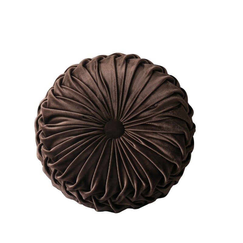 Coussin rond plissé en velours pour canapé | Citrouille, coussin de sol décoratif pour maison, canapé, lit et voiture: Rose