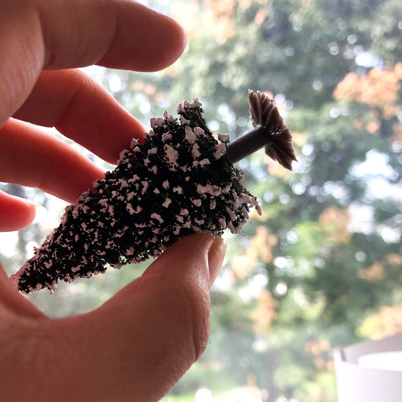 2pcs Model Tree Scenery Ceder Trees Landscape Diy Model Train Railway Layout Scenery Dioramas Gaming with Base Without Punching