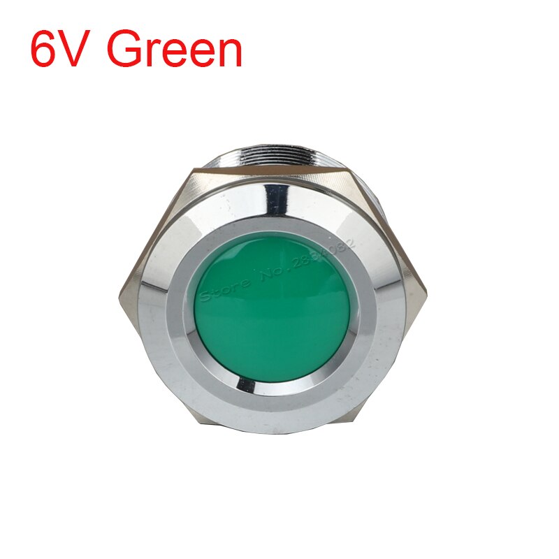 25mm Metal Indicator light LED Signal Lamp Car Boat Pilot Panel Signal Light 6V 12V 24V 220V 110V IP65 Waterproof Warning light: 6v Green
