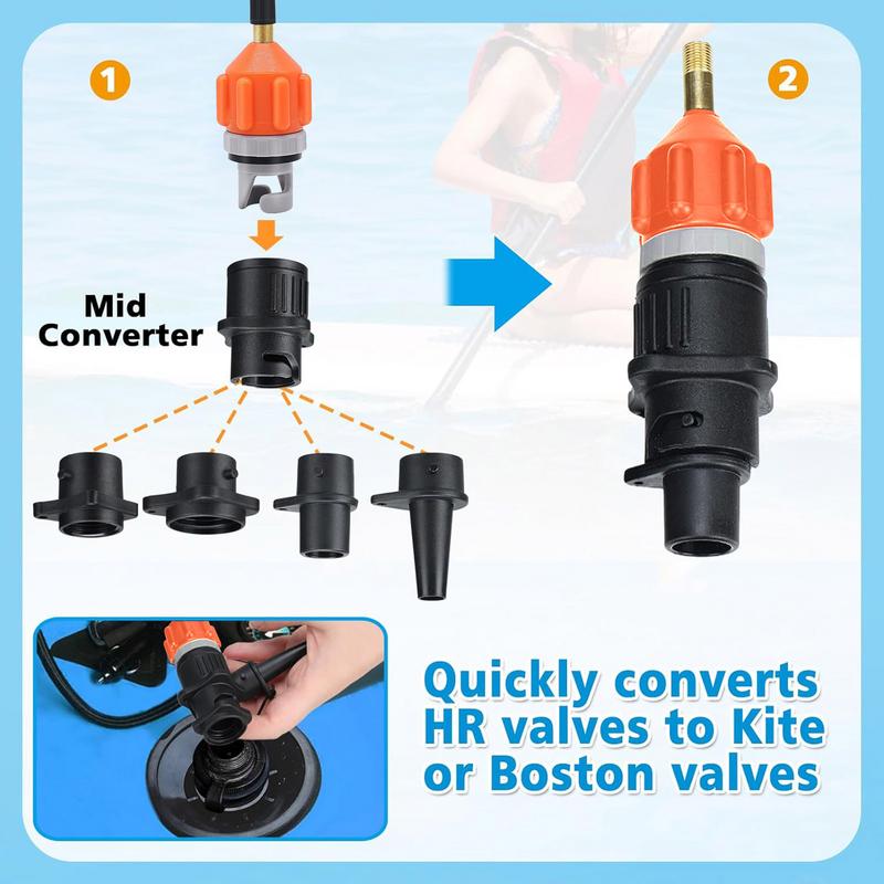 Paddle Board Pump Adapter Air Regulator Adapter 9 Nozzles Included Pumping Head Connector For Inflatable Kayak Paddle Board Air