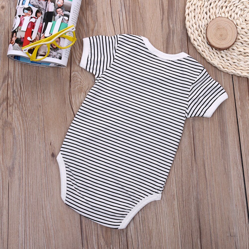 los más nuevos niños bebé niña de manga corta de algodón infantil a rayas mono ropa trajes