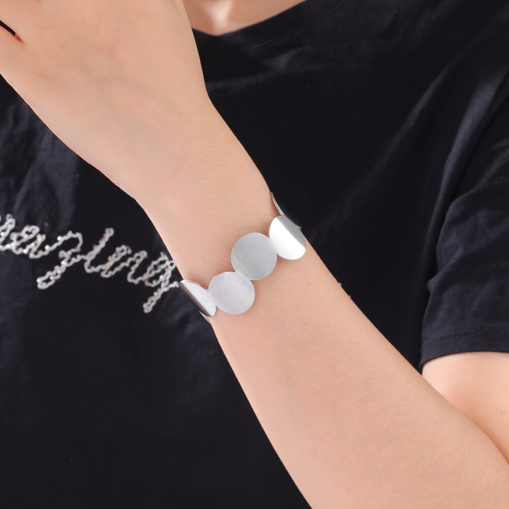 Skyrim bracciale rigido regolabile semplice in acciaio inossidabile con bracciale tondo geometrico per gioielli da donna per matrimonio