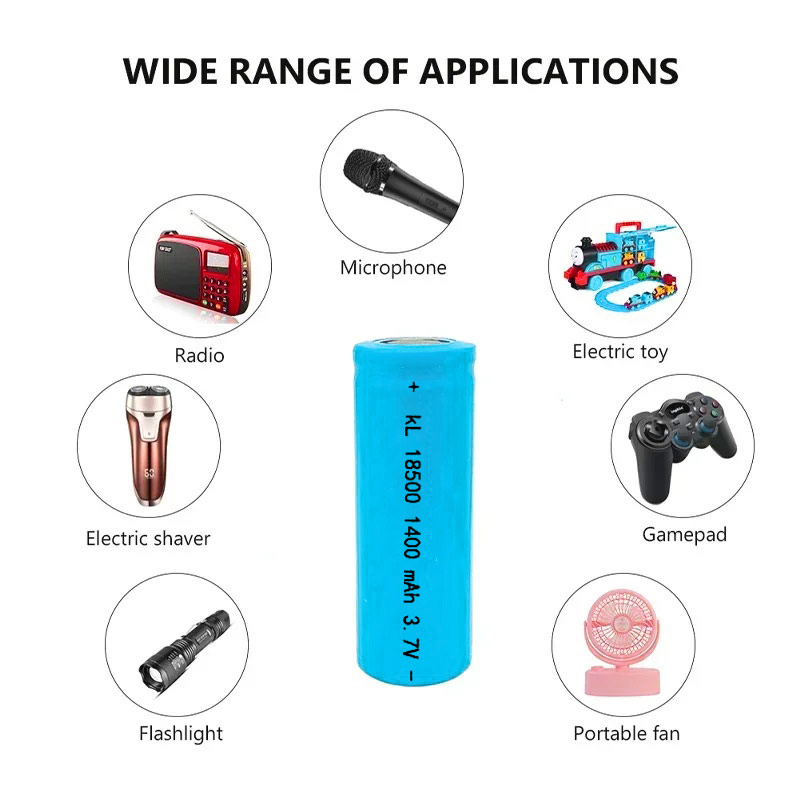 Bateria 18500 3.7V 1400mAh Recarregável de Íon de Lítio, Célula de Lítio 18500 para Substituição de Fonte de Alimentação de Equipamentos Eletrônicos