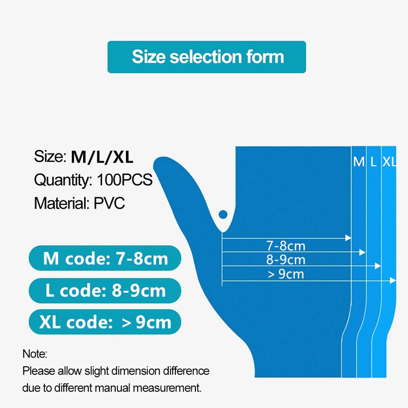 100Pcs Disposable Transparent Gloves Dishwashing Kitchen Anti Pollution Hand Protection PVC Cover