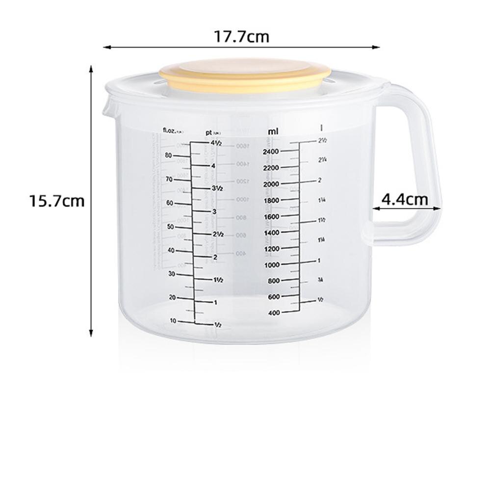 2.5l Baking Measuring Cup Transparent Home Scale Mixing Bowl With Lid Kitchen Tools