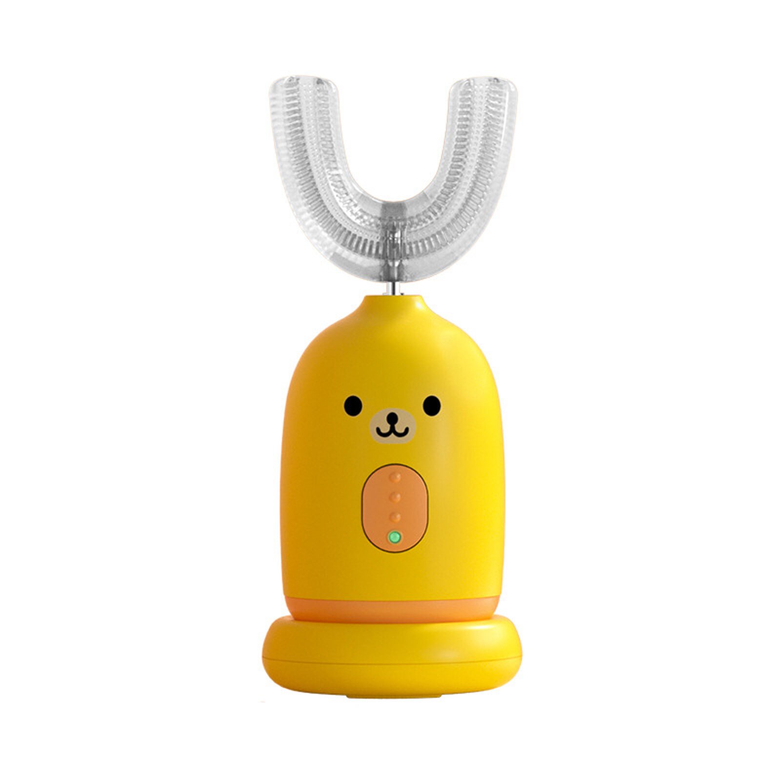 Cepillo de dientes eléctrico para niños, cepillo de dientes sónico en forma de U, carga para bebé, limpieza inteligente: Yellow 2 to 6 years