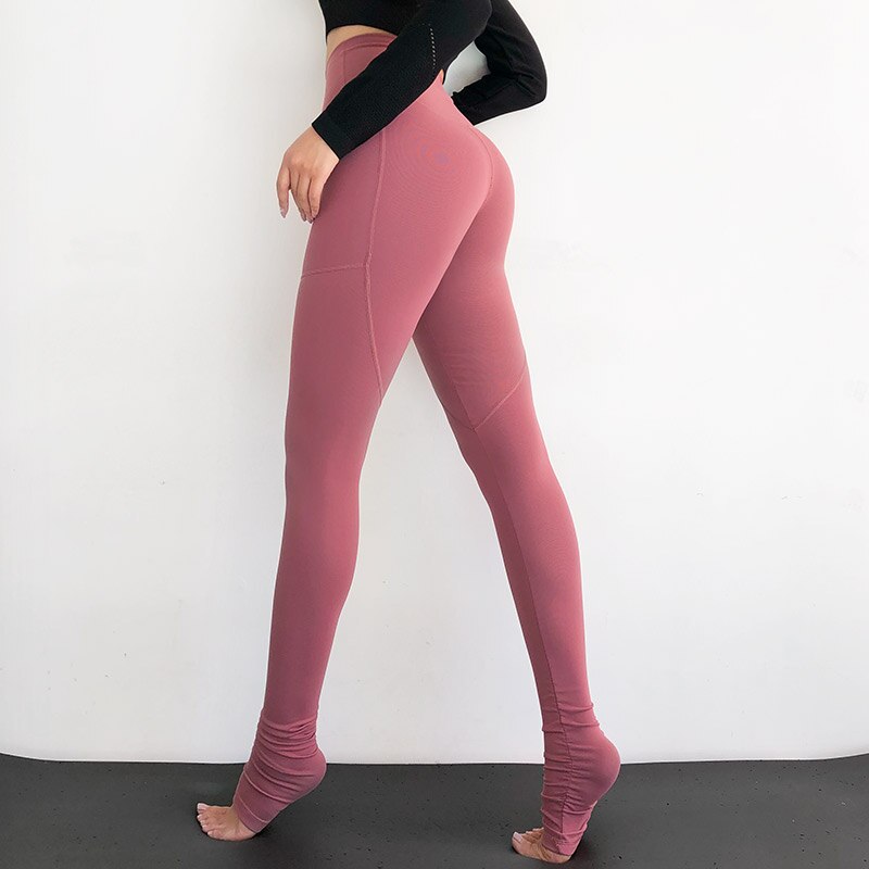 Imlario Women High Waist Leggings Yoga Extra Long Fitness Pants Softs Tretch Over The Heel Gym Leggings Sports Training Tights: Purplish red / L