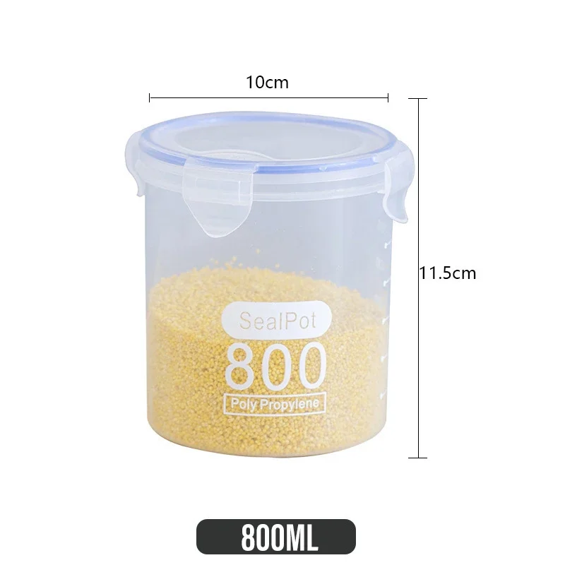 Botes de almacenamiento de alimentos de cocina con escala, organizador multigrano, tarro sellado, lata de plástico a prueba de humedad, tanque de almacenamiento hermético: Verde claro