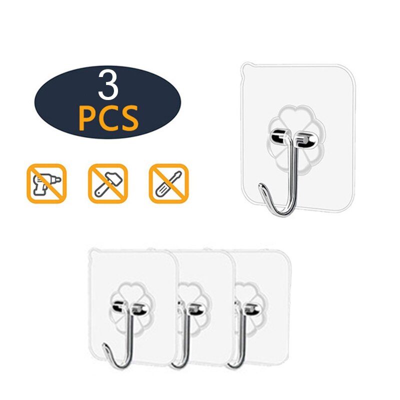 10/20 pièces 6x6cm Transparent fort auto-adhésif porte cintres muraux crochets aspiration lourde charge support ventouse pour cuisine salle de bain: 3pcs