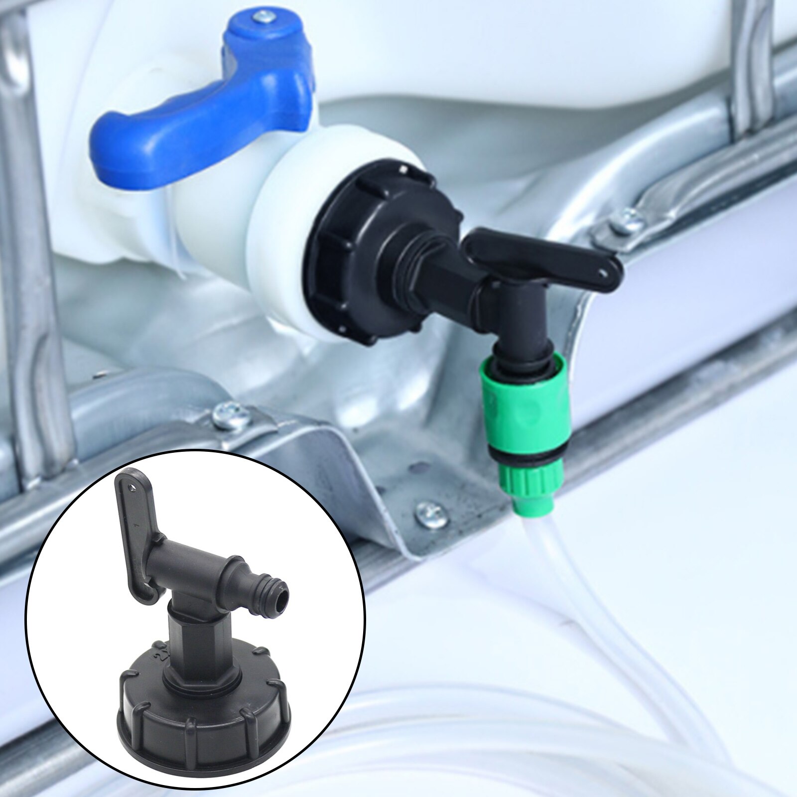 2 x 3/4" Thread Plastic IBC Tank Tap 1000L IBC To 1/2"(15mm) Adapter Garden Irrigation Connection Valve Hose Switch Fittings
