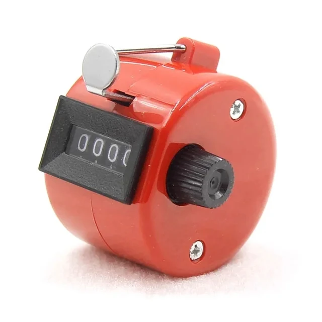 4 Digit Number Counters Plastic Shell Hand Finger Display Manual Counting Tally Clicker Color Shell Timer Soccer Golf Counter: Red