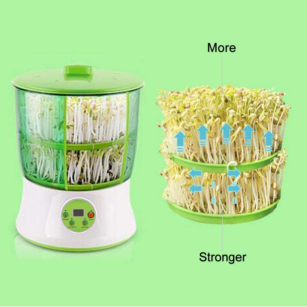1.5L Bean Sprout Maker Green Vegetable Seedling Growth Bucket Thermostat Automatic Bud Electric Sprouts Germinator Machine