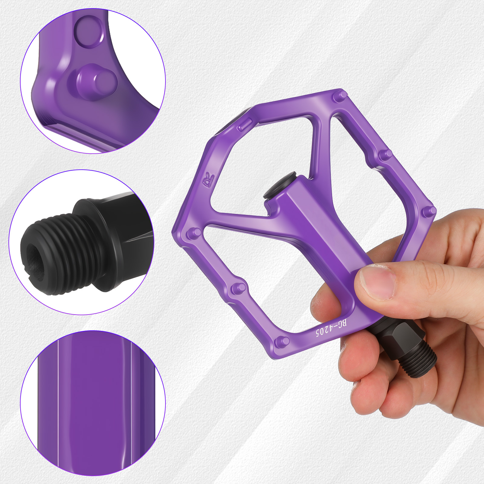 Pedais de pedal de liga de alumínio para bicicleta mountain bike clipes substituição alumínio roxo