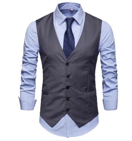 British Style Vest Wedding High Goods Cotton Men's Suit Vest High-end Men's Business Casual Suit Vest: GRAY / Asia S 44 to 50kg