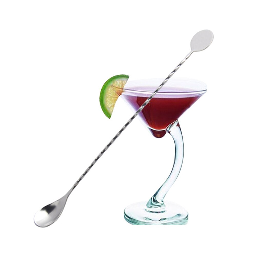 2PCS Stainless Steel Cocktail Pick Threaded Bar Spoon Stick Long Bar Tea Stirring Stick Cocktail Twisted Bartender Tool
