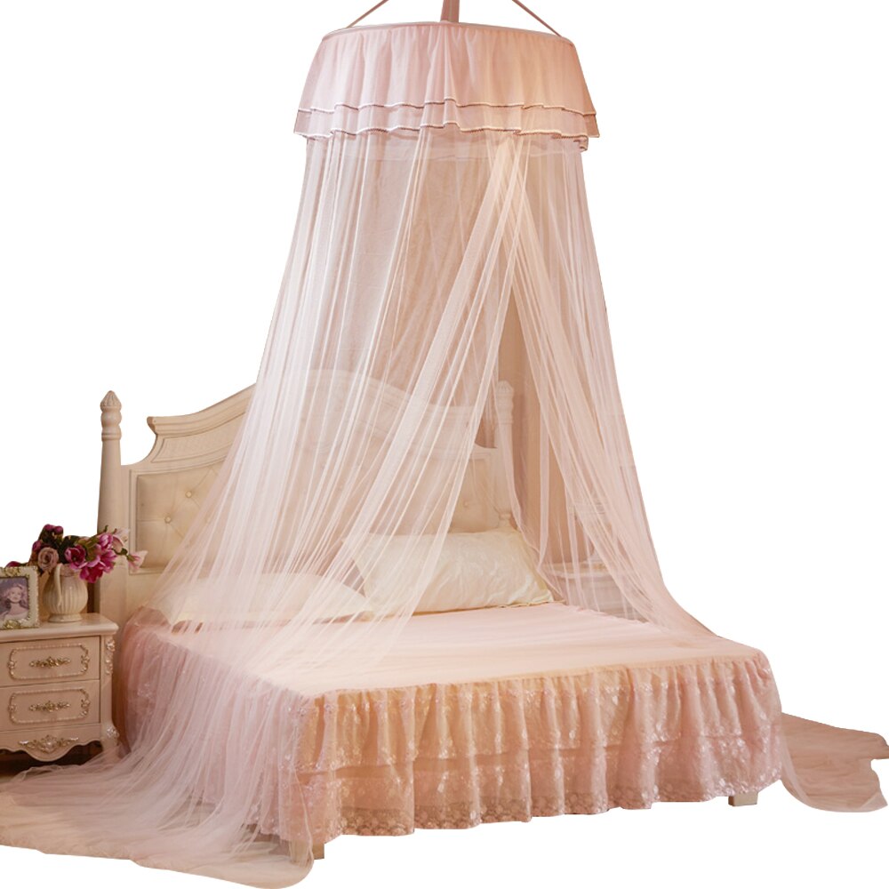 Baldachim robić łóżka zawieszony moskitiera netto okrągły wierzchołek łóżko księżniczki namiot kurtyna składany baldachim na łóżku wróżka koronki Dossels dziewczyna