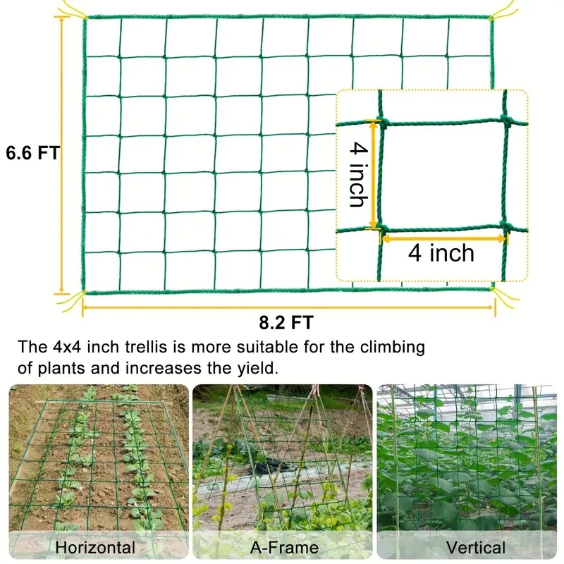 1PCS Trellis Netting Outdoor Heavy Duty Nylon Plant Climbing Netting Plant Net for Cucumber Tomato Fruits Vegetables Grapes