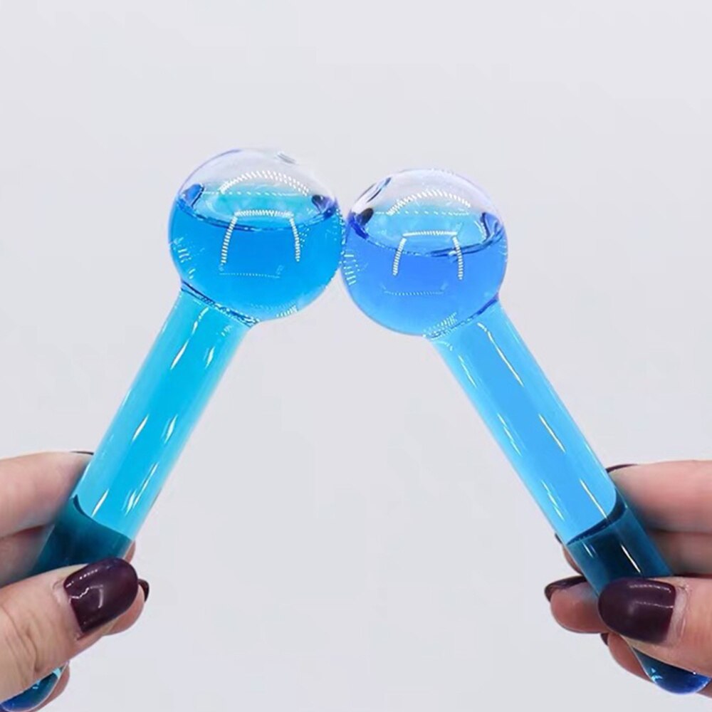 2Pcs Facial Massage Globes Beauty Ice Ball Energy Crystal Ball Facial Cooling Ice Globes (Blue)