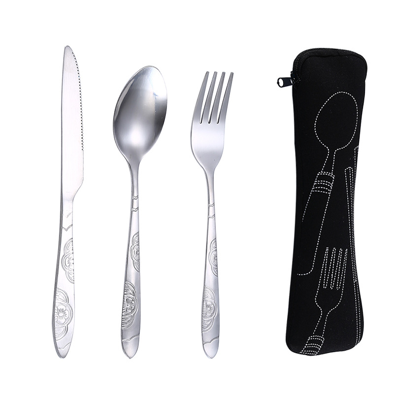 Juego de Picnic, vajilla lavable con cremallera, Kit de cubiertos de viaje, estuche, bolsa portátil para cena, herramienta doméstica, cuchara de viaje para acampar