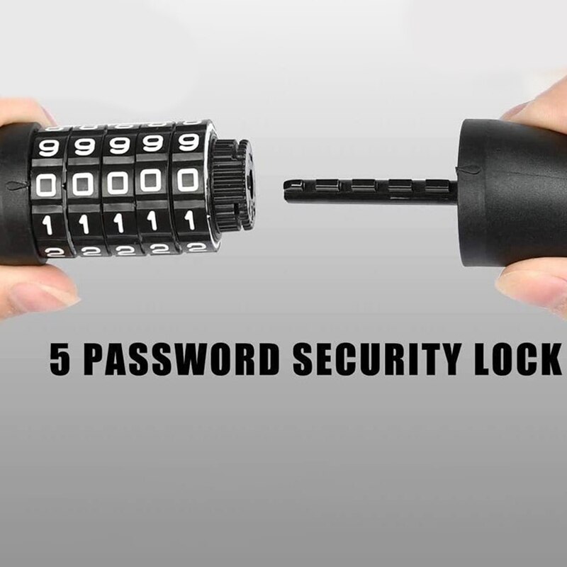 Bicycle Lock,5-Digit Combination of Bicycle Chain Lock,for Bicycles and Motorcycles,Gate Fence,Glass Door,Scooter Lock