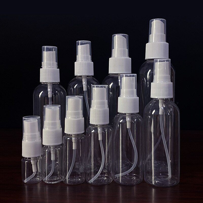 30-200Ml Draagbare Plastic Spray Fles Transparante Make-Up Vocht Verstuiver Pot Fijne Mist Spuit Tuin Plant Watering Gereedschap