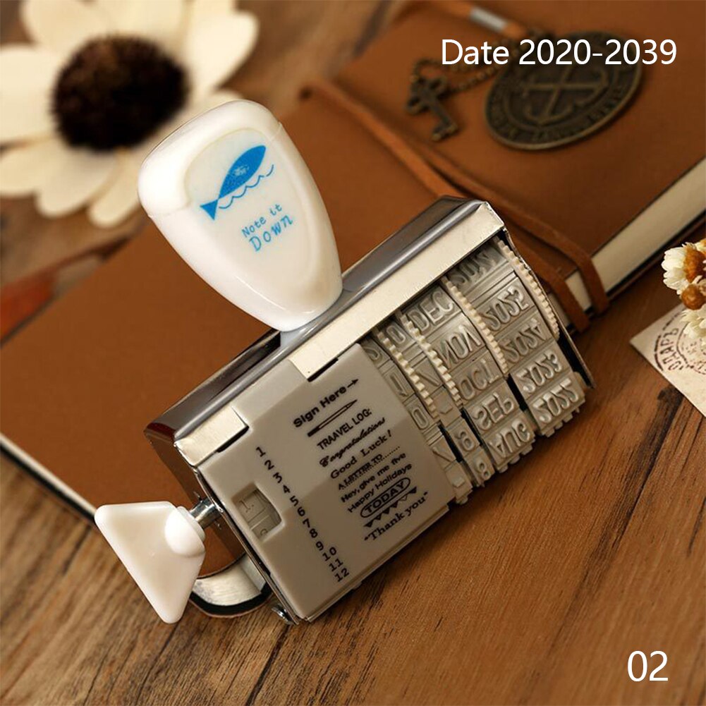 Mini DIY Date Diary Roller Stamps Spin Button Seal -2039 Year For Scrapbooking Planner Schedule Date Seals: White